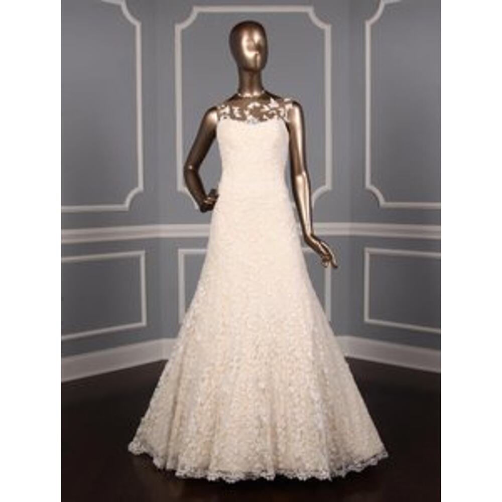 ROMONA KEVEZA RK5452 Sleeveless Illusion Lace Wedding Dress D. White Blush Aline